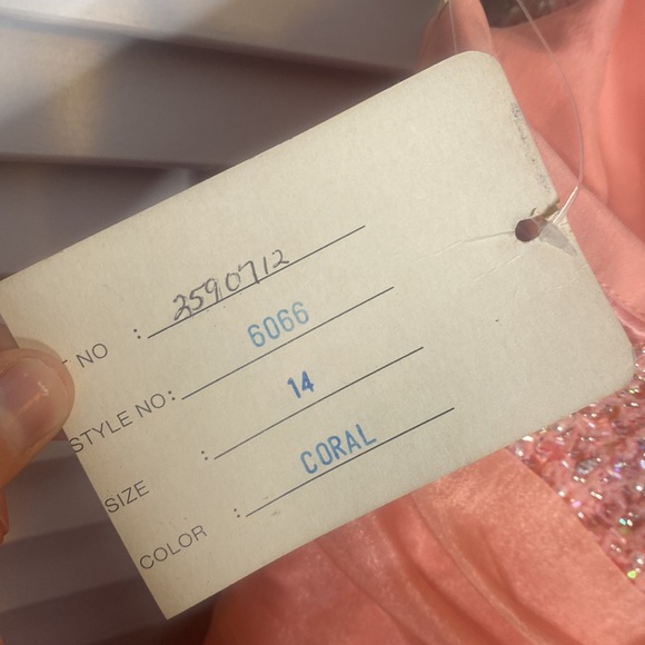 JOLI Prom | Coral Strapless Ballgown | Size 14 - Picture 6 of 8